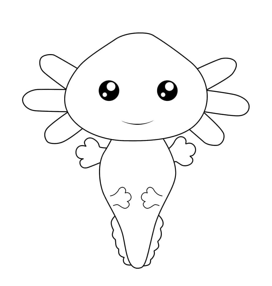 Baby Axolotl Printable Coloring Page