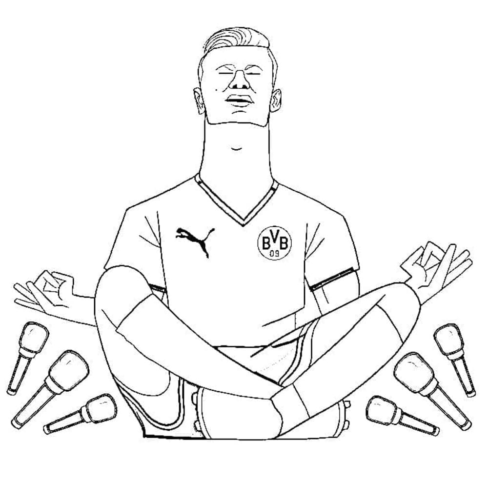 Free Printable Erling Haaland Football Player Coloring Page