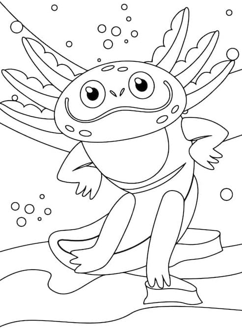 Free Printable Funny Axolotl Coloring Page