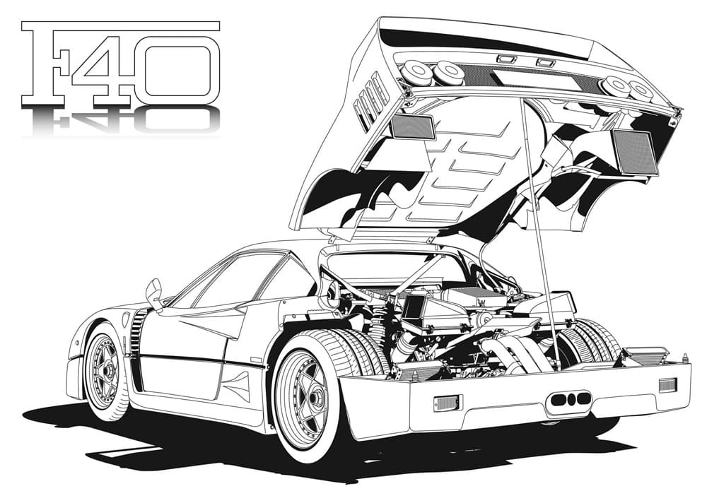 Free Printable Image of Ferrari F40 Coloring Page