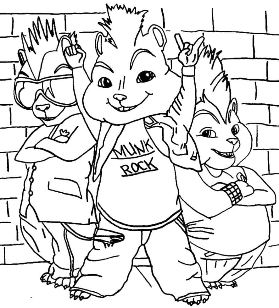 Free Printable Simon,Theodore and Alvin Coloring Page