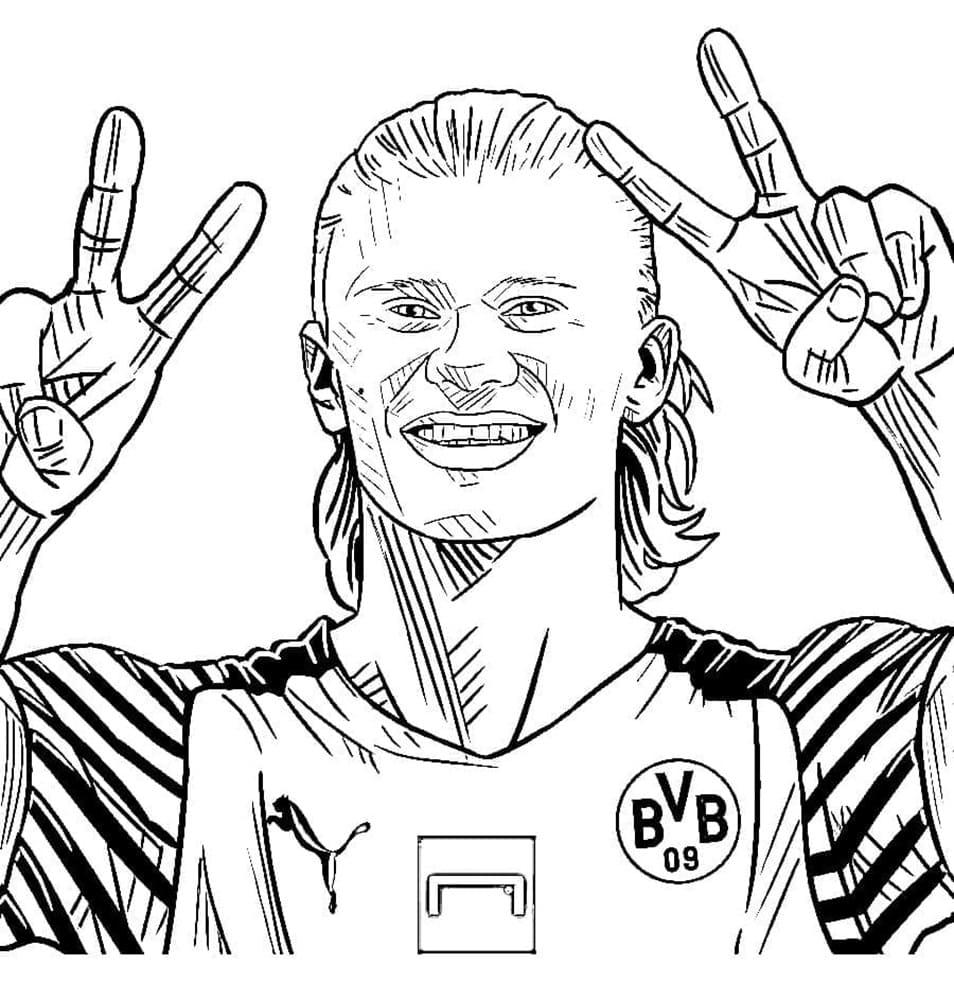 Free Printable Smiling Erling Haaland Coloring Page