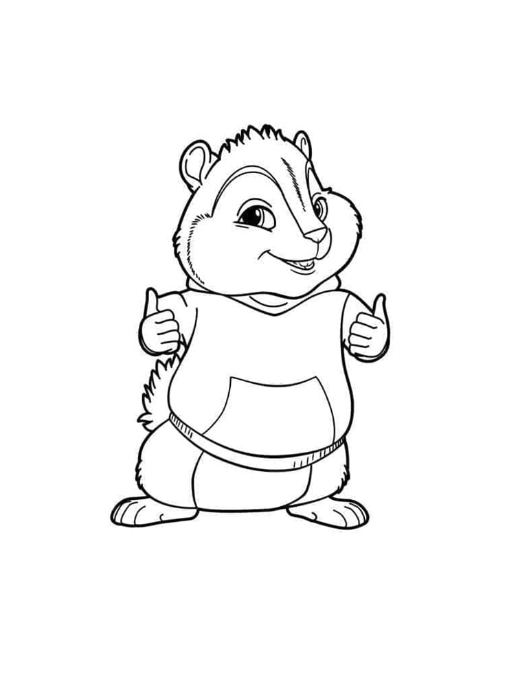 Free Printable Theodore from Alvin and the Chipmunks For Kids Coloring Page