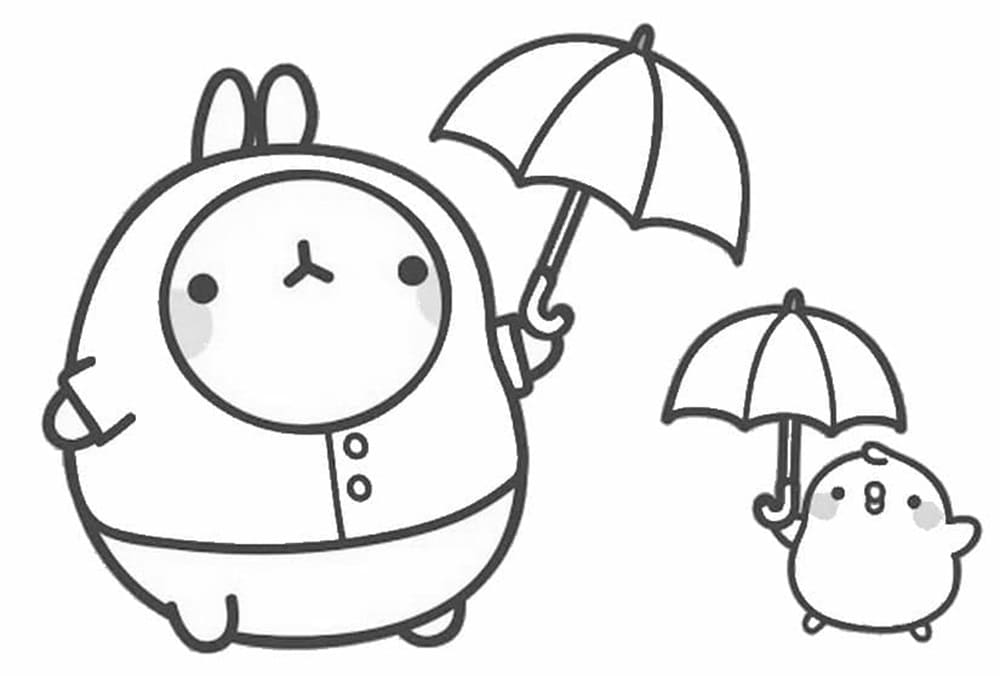 Molang and Piu Piu For Children Printable Coloring Page