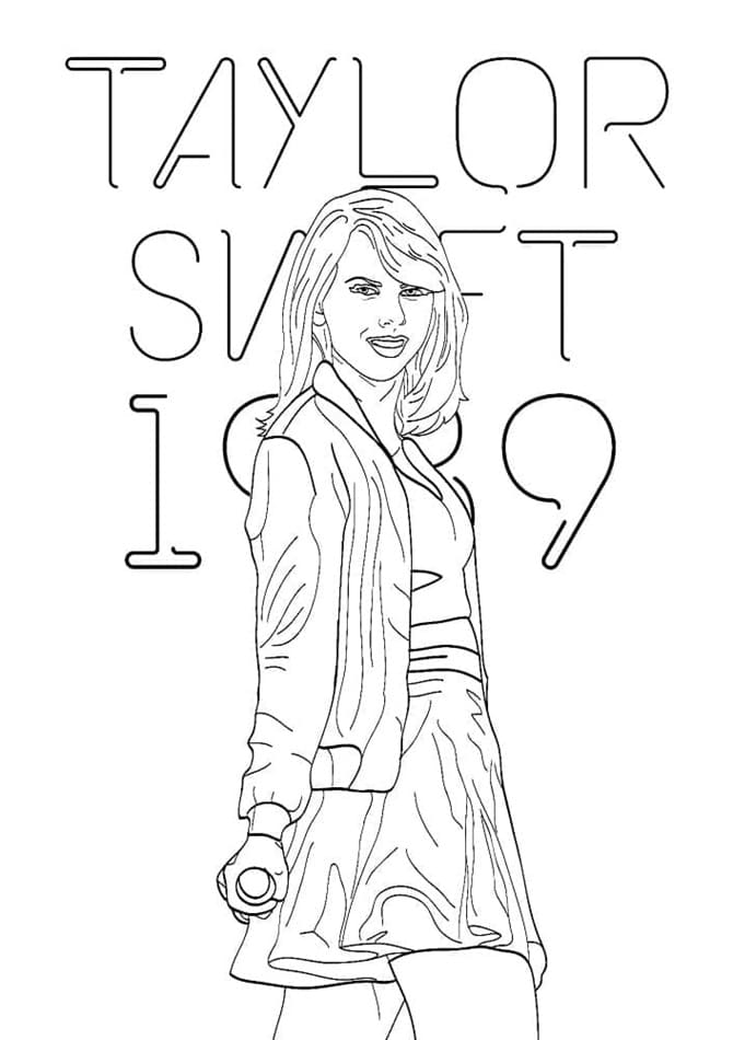 Pretty Taylor Swift Printable Coloring Page