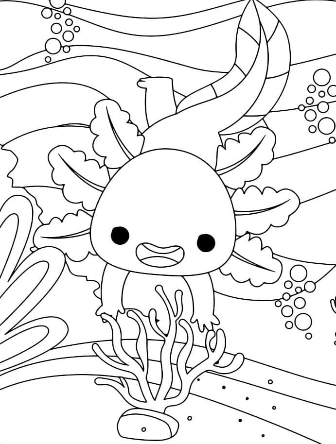 Printable A Baby Axolotl Coloring Page