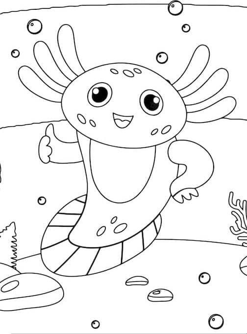 Printable A Cute Axolotl Coloring Page