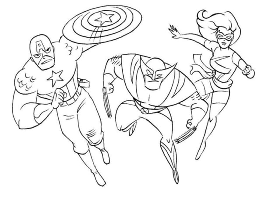 Printable A Team of Superheroes Photo Coloring Page