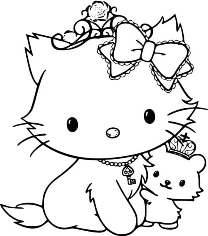 Printable Adorable Charmmy Kitty and Friend Coloring Page