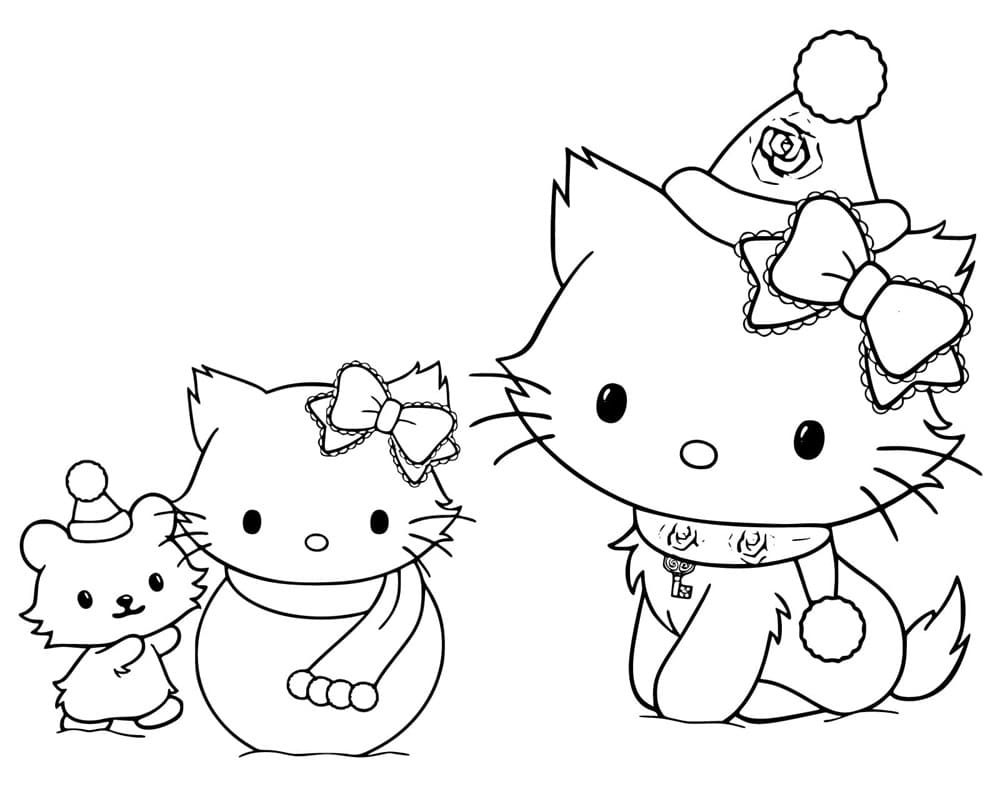 Printable Adorable Charmmy Kitty on Christmas Coloring Page