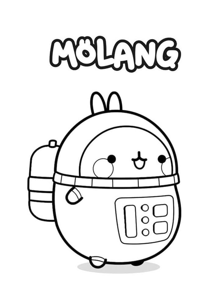 Printable Adorable Molang Astronaut Coloring Page