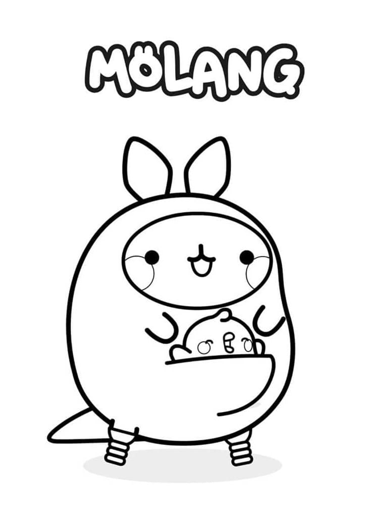 Printable Adorable Molang Kangaroo Coloring Page