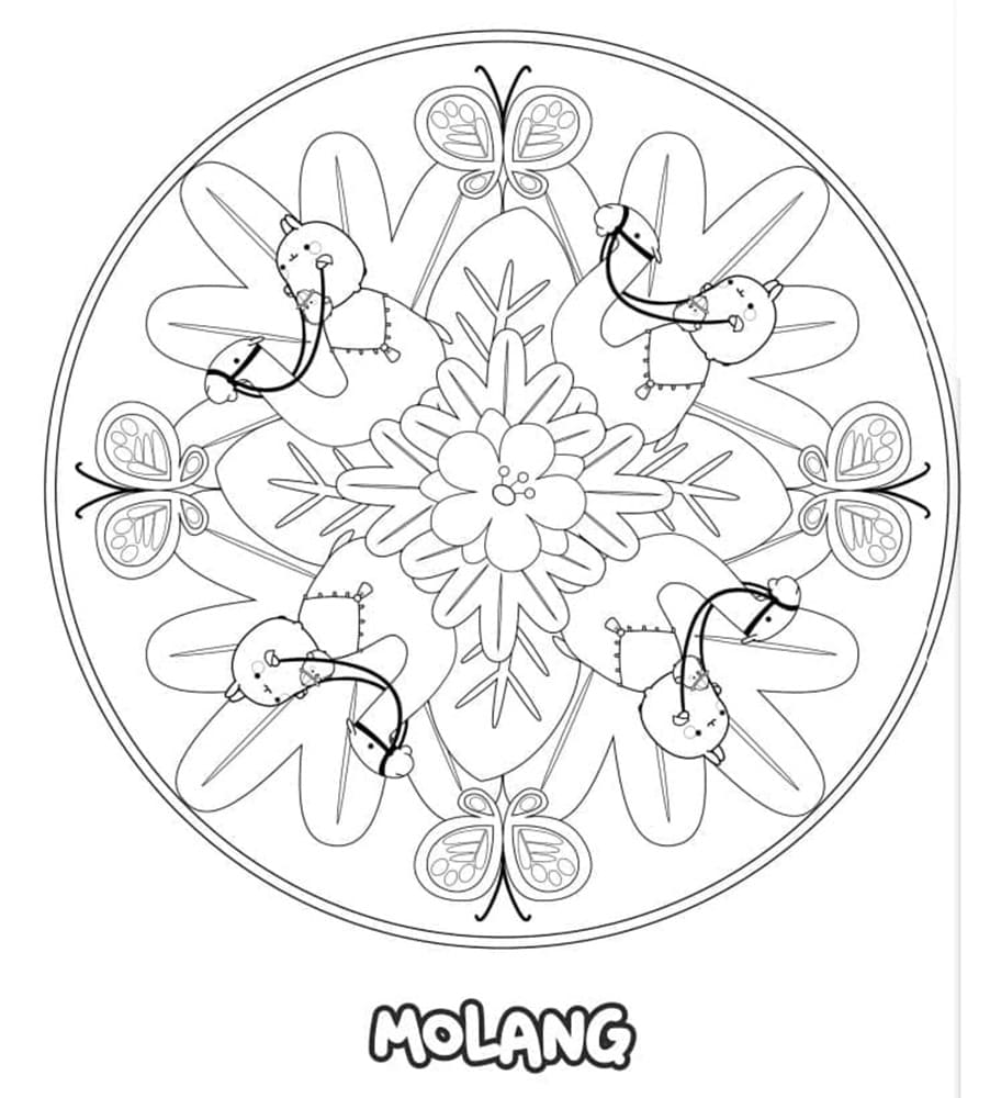 Printable Adorable Molang Mandala Coloring Page