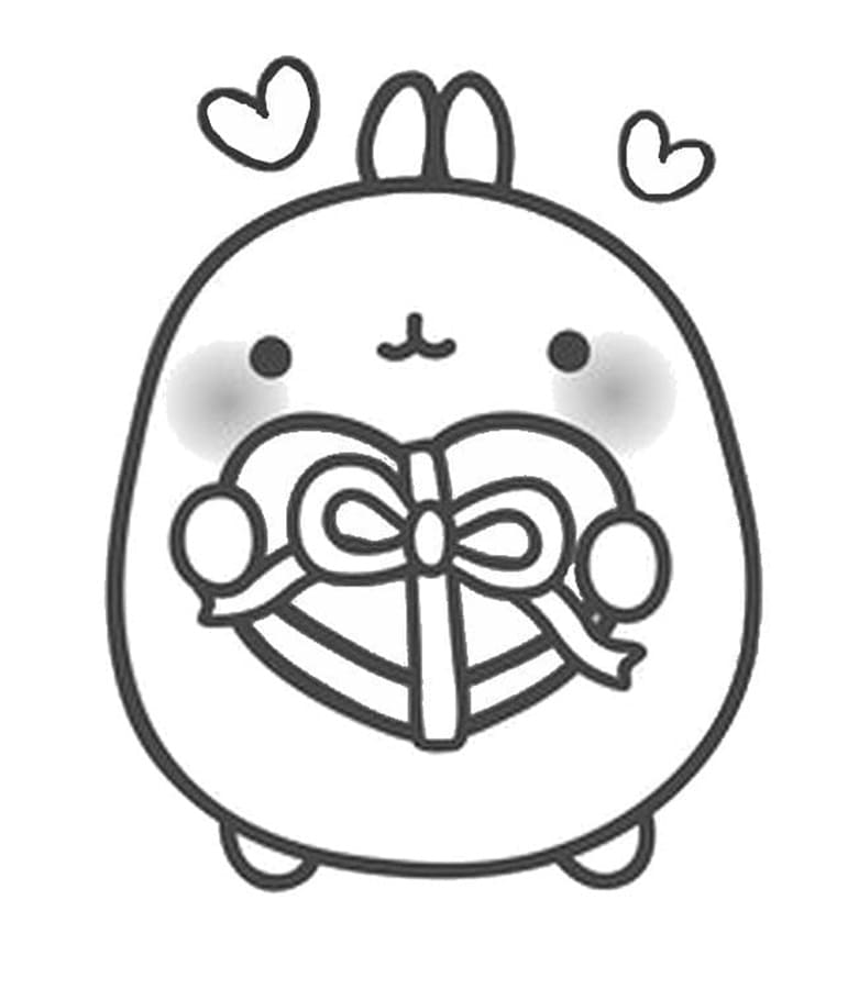 Printable Adorable Molang in Love Coloring Page