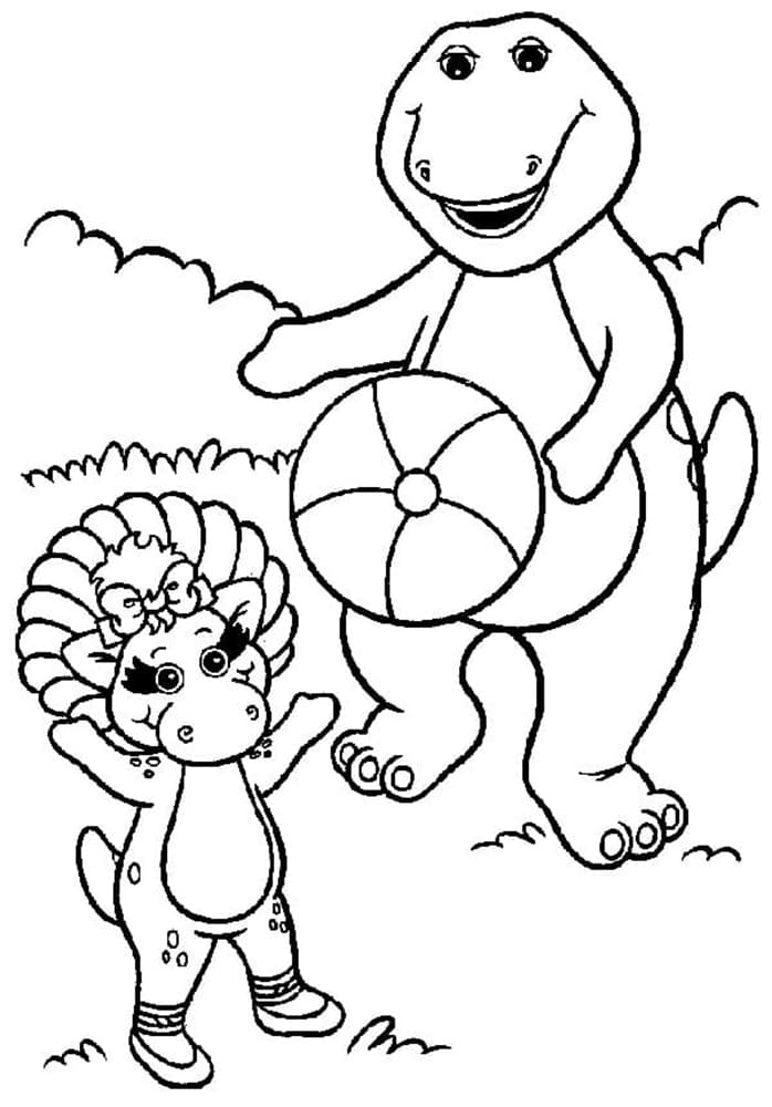 Printable Adorable Pop with Barney Coloring Page
