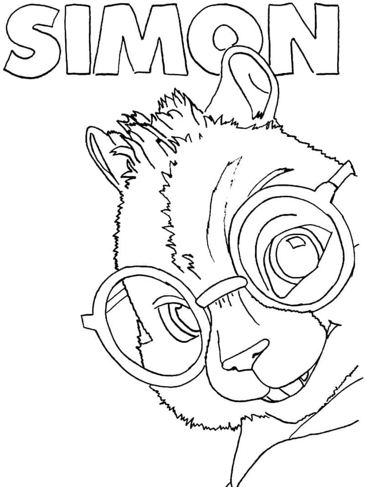 Printable Adorable Simon the Chipmunk Coloring Page