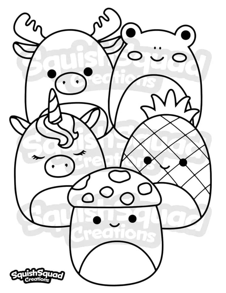Printable Adorable Squishmallows Coloring Page