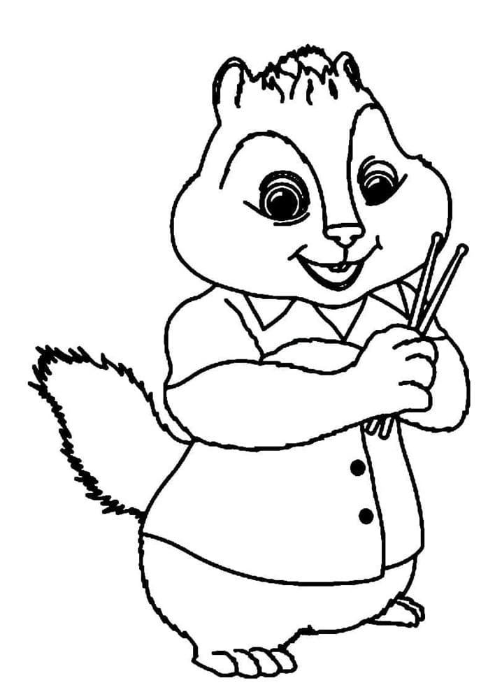 Printable Adorable Theodore Chipmunk Coloring Page