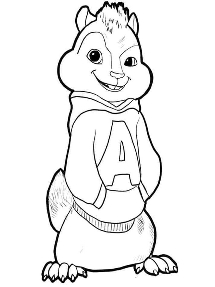 Printable Alvin is Smiling For Kids Coloring Page
