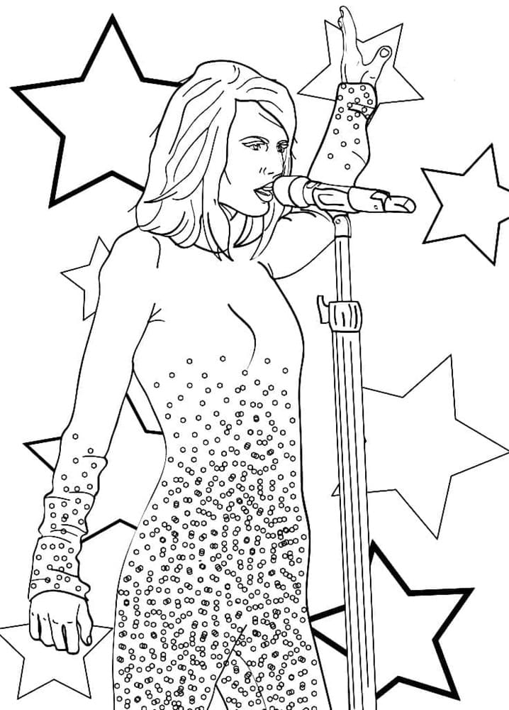 Printable American Pop Singer Taylor Swift Coloring Page