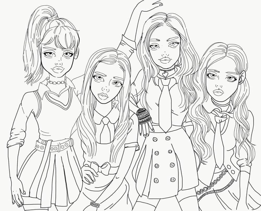 Printable Animated Cute Blackpink Coloring Page