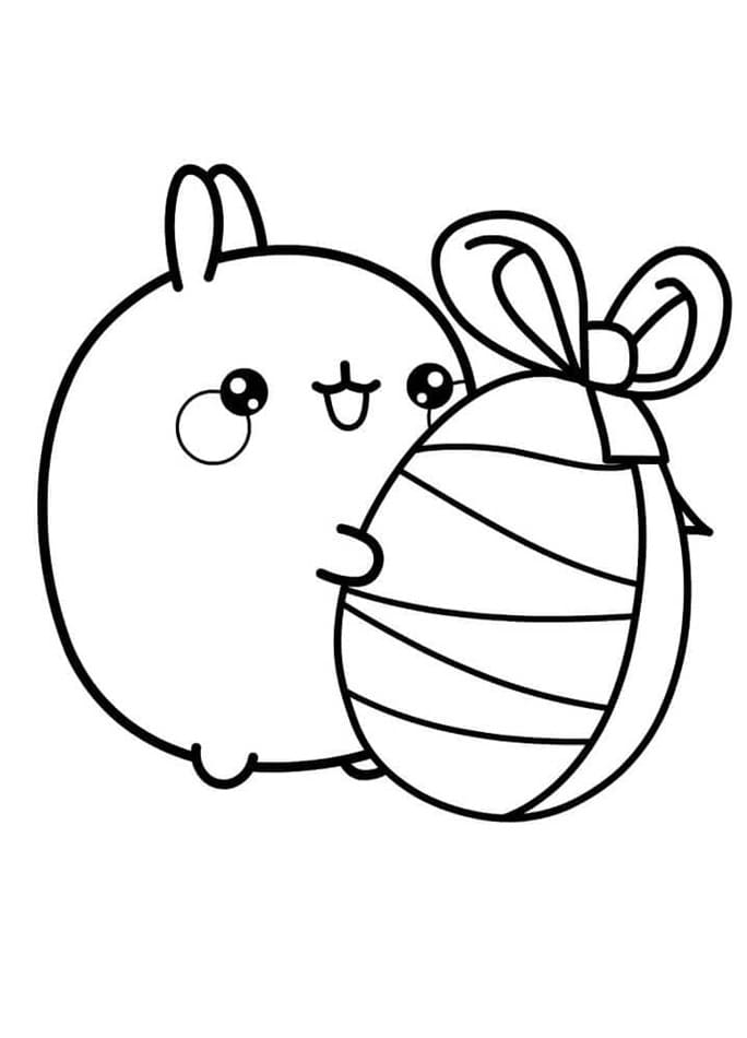 Printable Animated Molang and Easter Egg Coloring Page