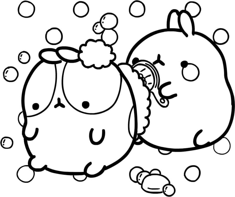 Printable Animated Molang and Friend Coloring Page