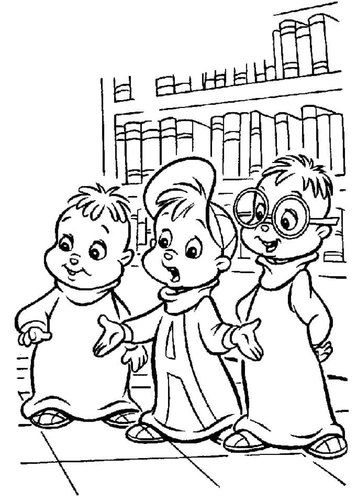 Printable Animated The Chipmunks and Alvin Coloring Page