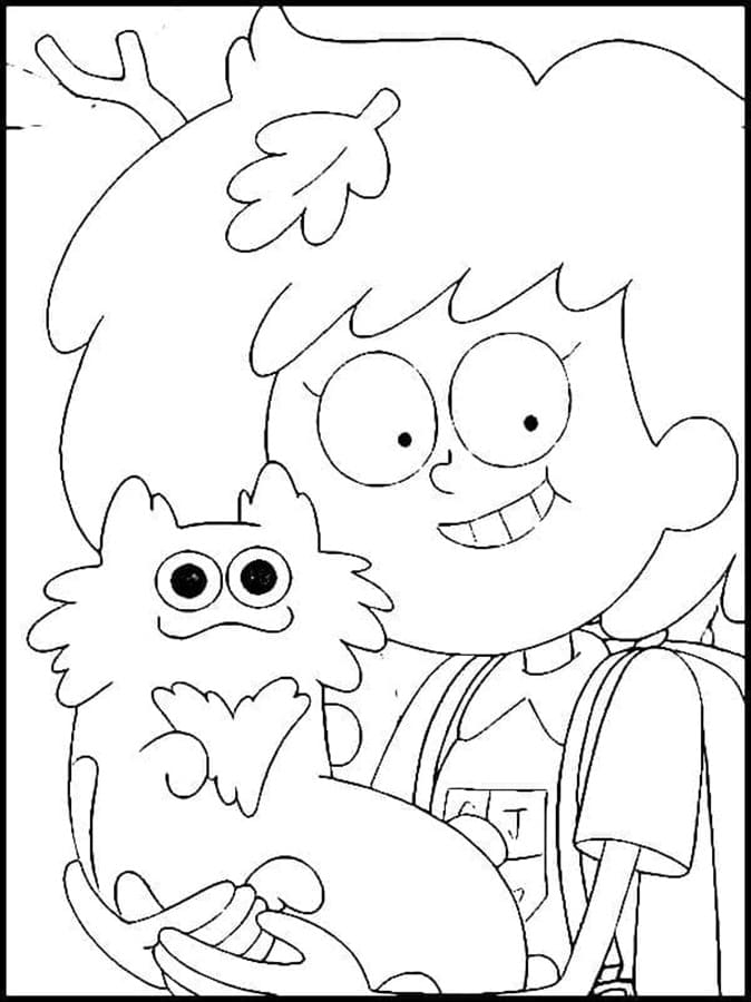 Printable Anne And Pet For Kids Coloring Page