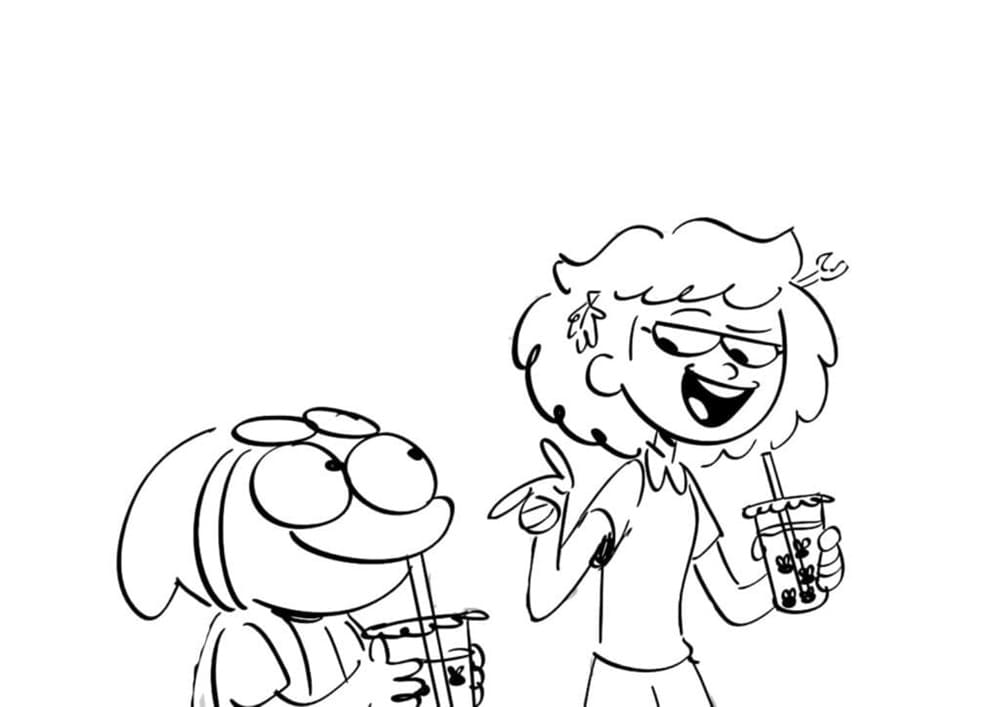 Printable Anne and Sprig In Amphibia Coloring Page