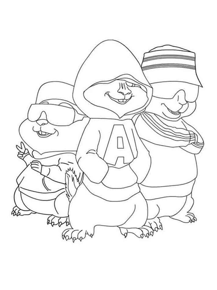 Printable Awesome Alvin and the Chipmunks Photo Coloring Page
