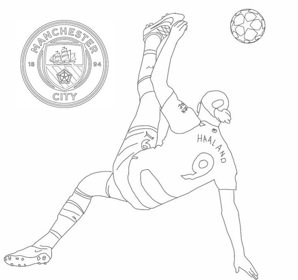 Printable Awesome Erling Haaland Image Coloring Page