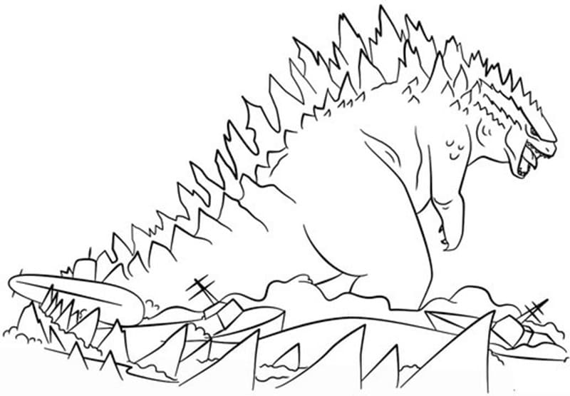 Printable Awesome Godzilla Coloring Page