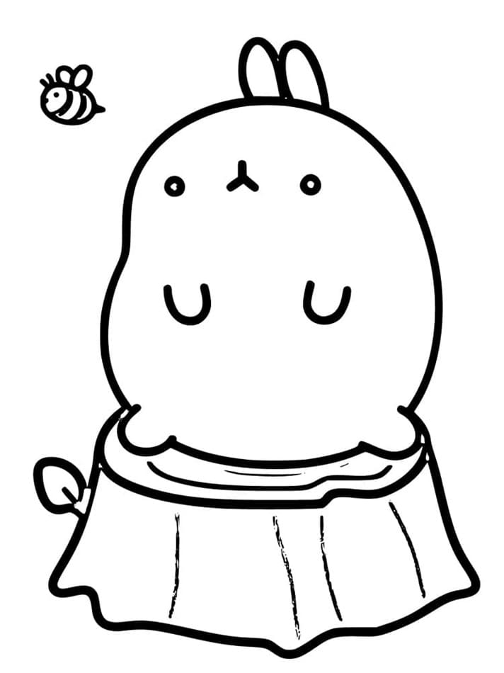 Printable Awesome Molang and a Bee Coloring Page