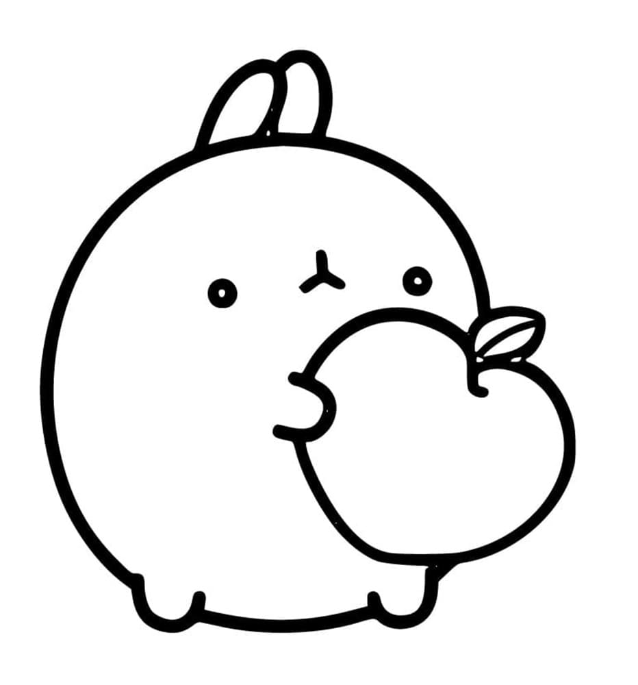 Printable Awesome Molang and a Peach Coloring Page