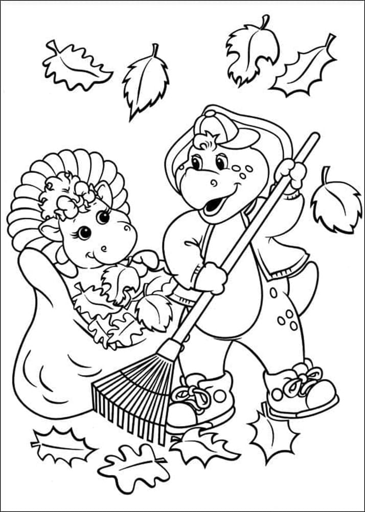 Printable BJ and Baby Bop from Barney And Friends Coloring Page