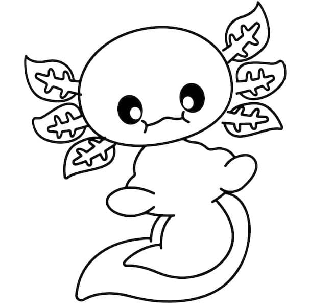 Printable Baby Axolotl for Children Coloring Page