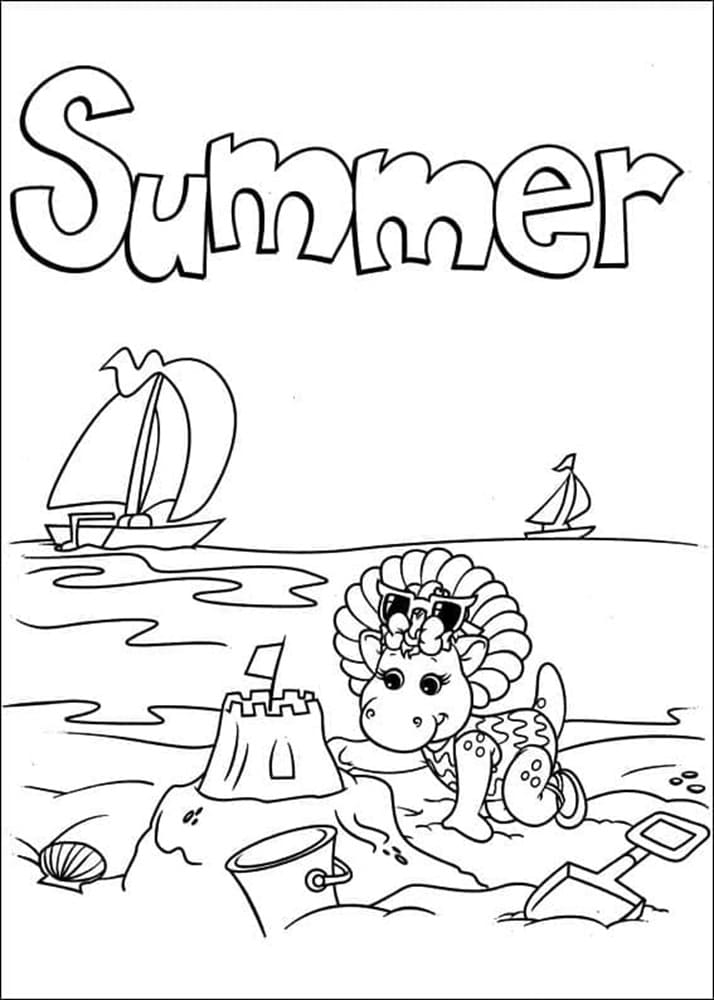 Printable Baby Bop on the Beach Coloring Page
