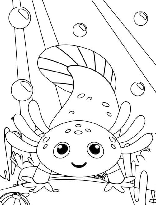 Printable Baby Cartoon Axolotl Coloring Page