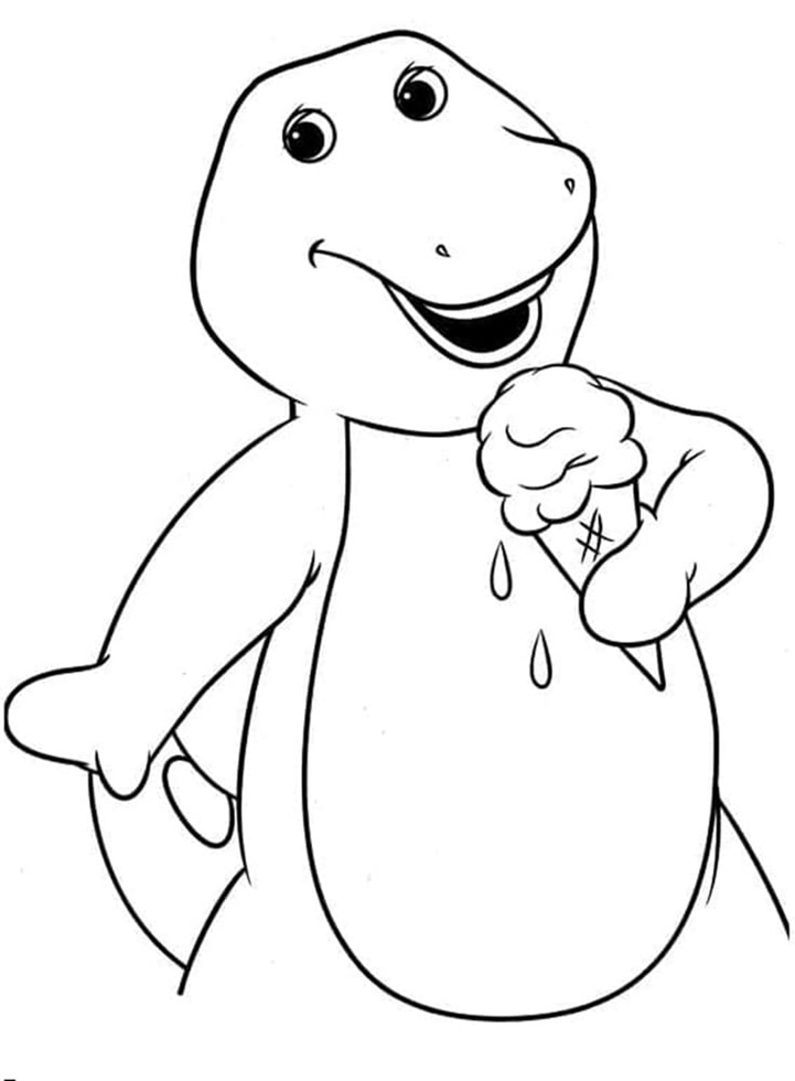 Printable Barney and Ice Cream Coloring Page