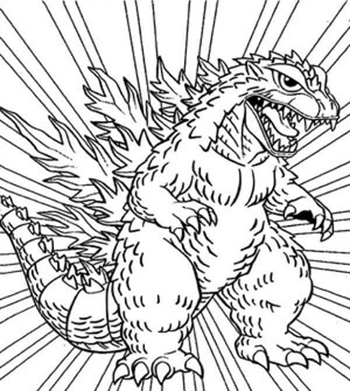 Printable Beautiful Angry Godzilla Coloring Page
