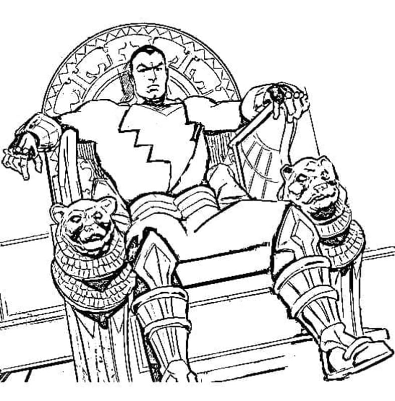 Printable Black Adam on Throne Coloring Page