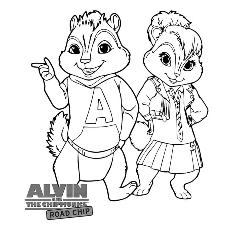 Printable Brittany and Alvin Coloring Page