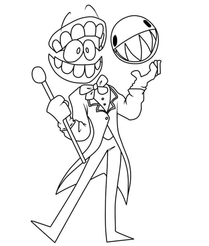 Printable Bubble and Caine from The Amazing Digital Circus Coloring Page