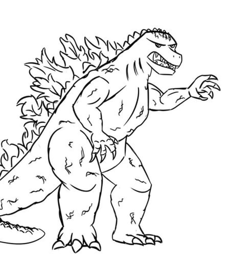 Printable Cartoon Godzilla Coloring Page