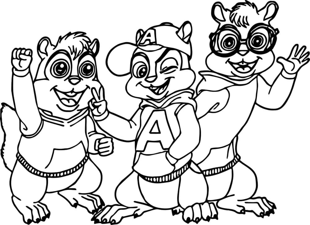 Printable Characters in Alvin and the Chipmunks Coloring Page