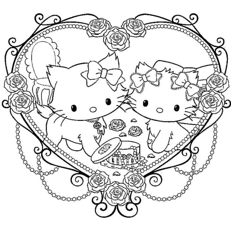 Printable Charmmy Kitty and Honeycute Coloring Page