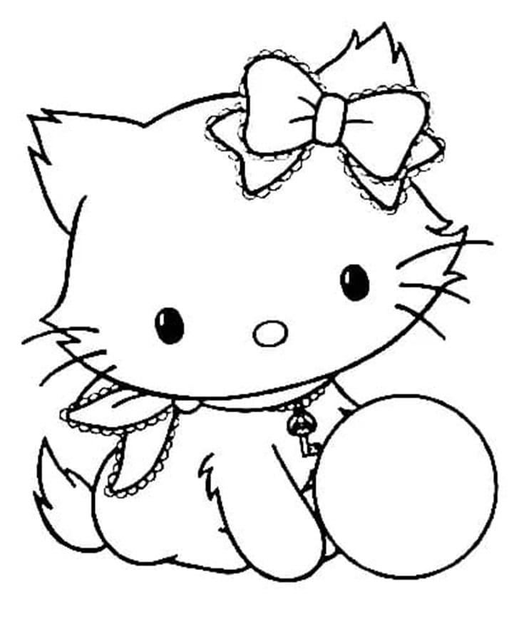 Printable Charmmy Kitty with A Ball Coloring Page