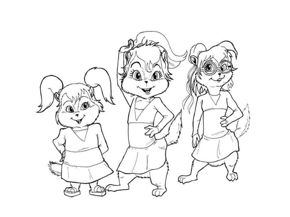 Printable Chipettes from Alvin and the Chipmunks Coloring Page