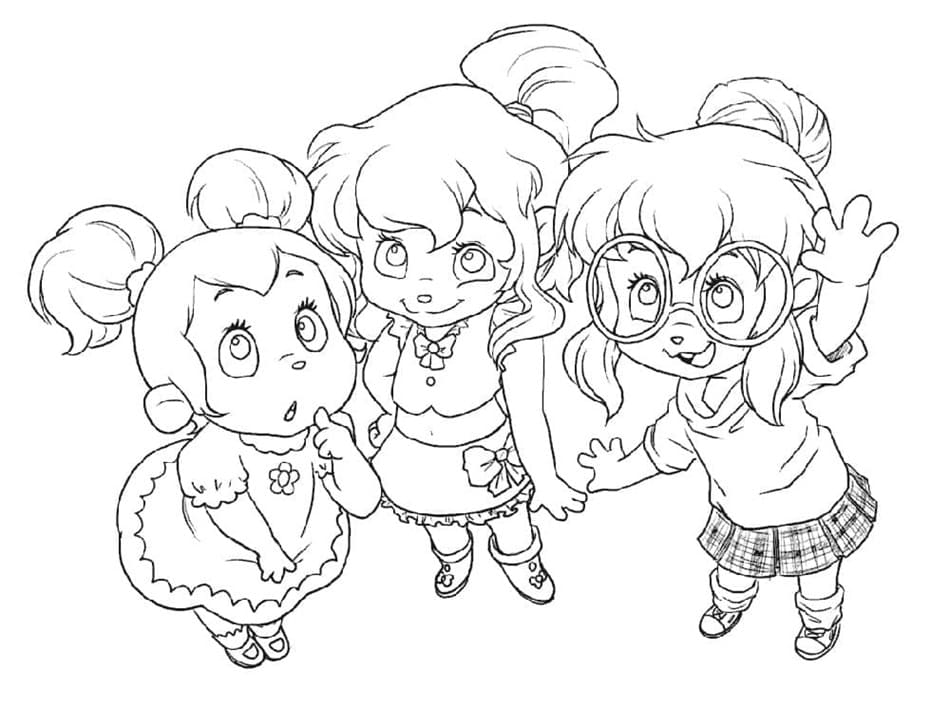 Printable Chipettes in Alvin and the Chipmunks Coloring Page